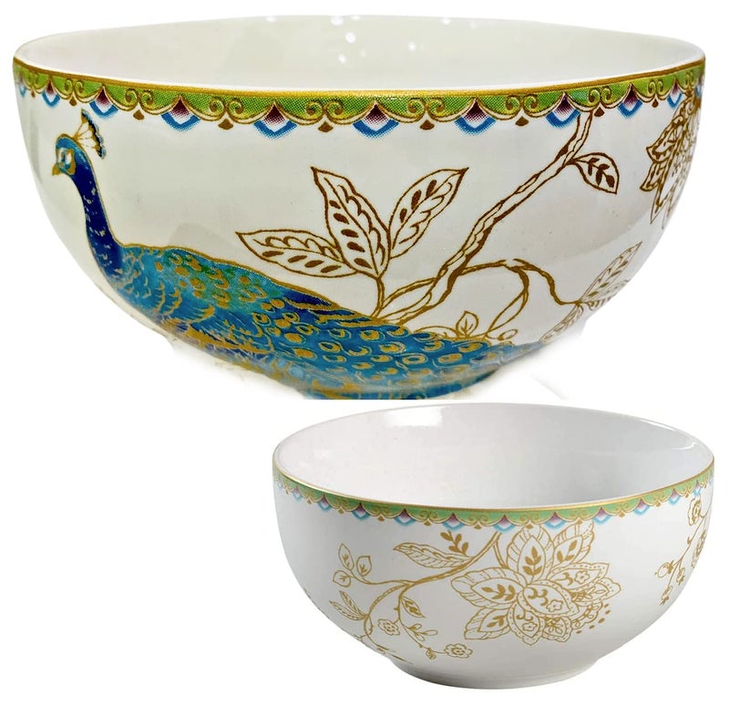 222 Fifth Replacement 5.5 "" Diameter Salad Cereal Bowl PEACOCK GARDEN (quantity: 1 New Bowl) - Image 1